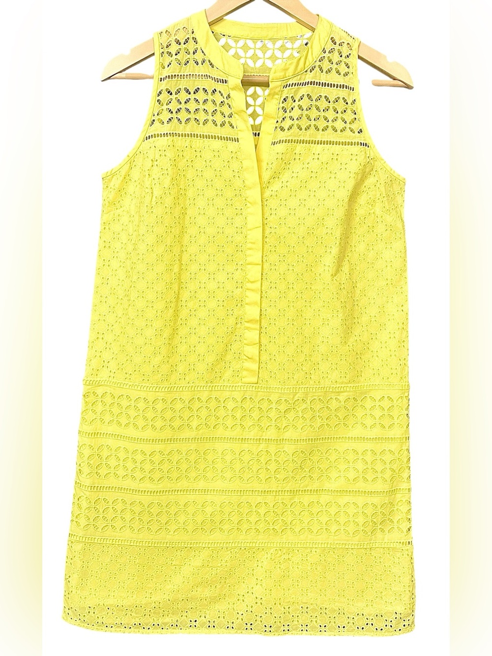 LOFT Yellow Mixed Eyelet Spring Dress Sz 4